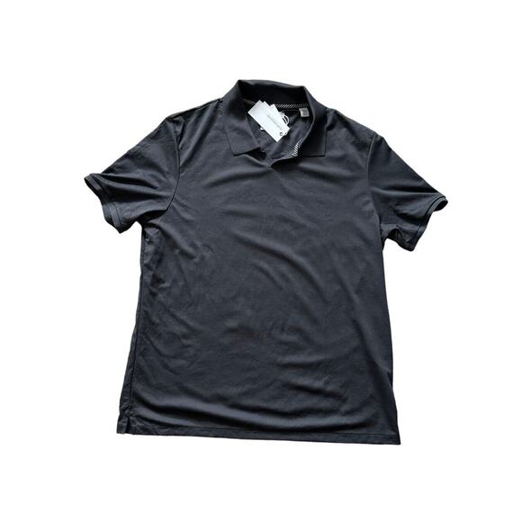 Vince Camuto Charcoal Solid Johnny Collar Short Sleeve Polo Shirt Pima Cotton XL